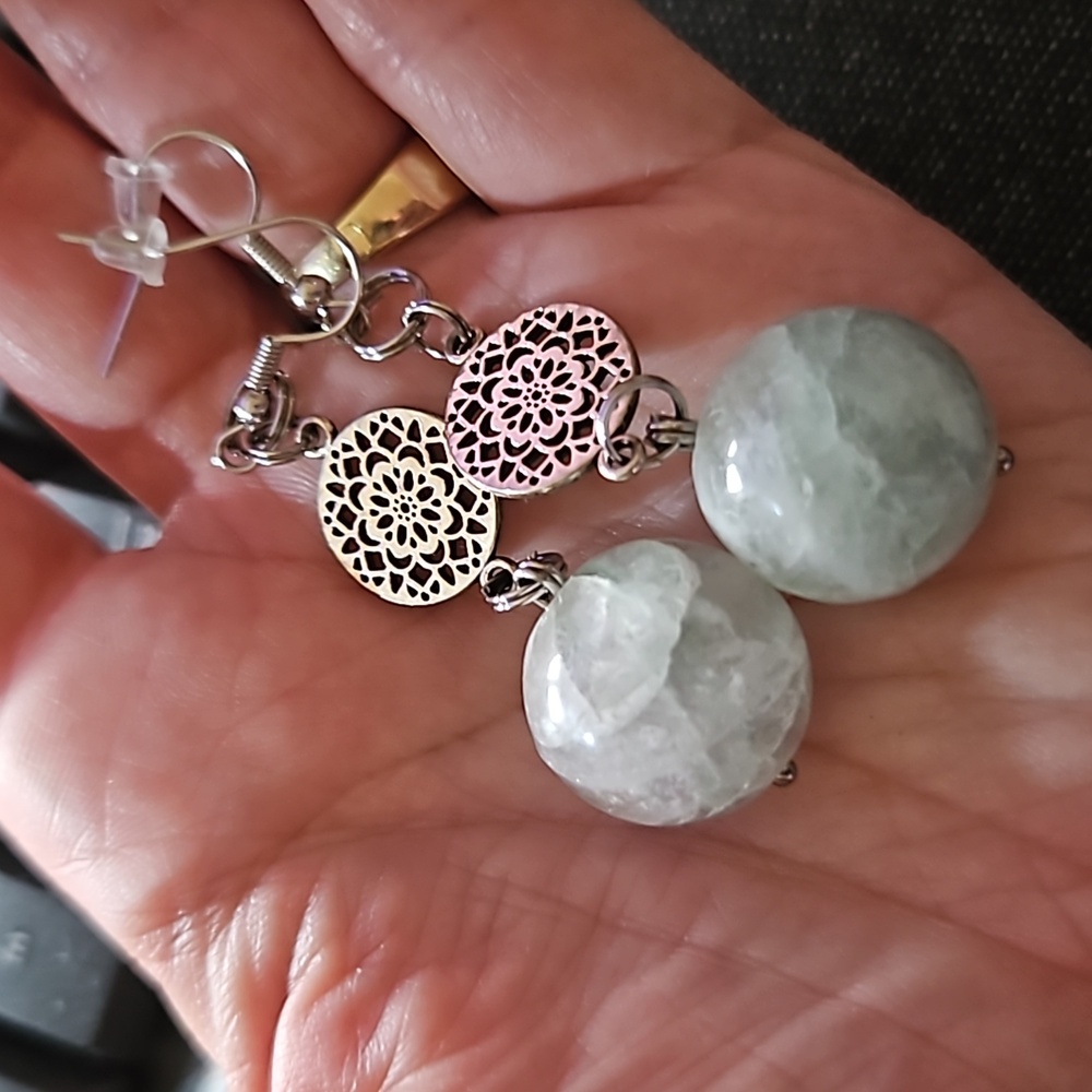 Green Fluorite Earrings NWOT